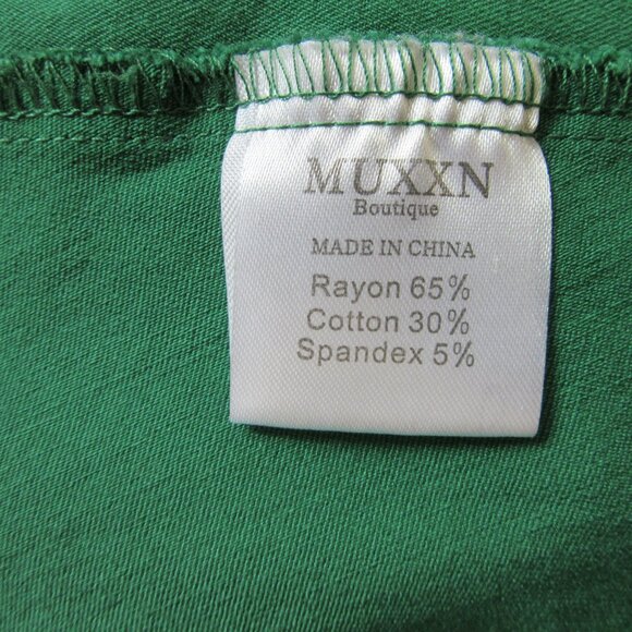 MUXXN Green Retro Swing Flare 2XL V-Neck 3/4 Sleeve Stretch Side Zip Dress-Flaw - Picture 6 of 6